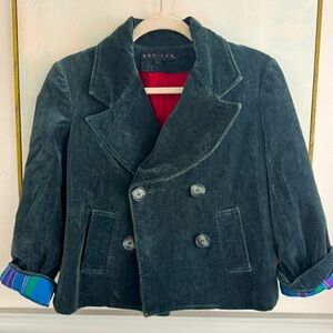 DDC LAB Crushed Velvet Blazer Colorful Cuffs Green Tan Space Dye Size Small